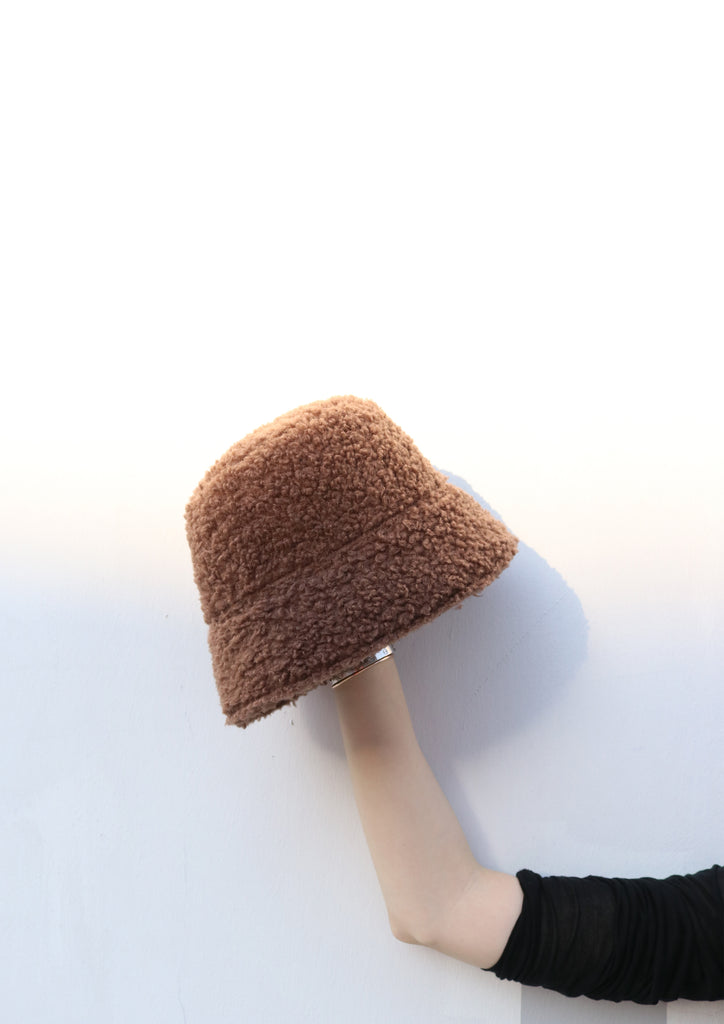 Brown Fleece Bucket Hat