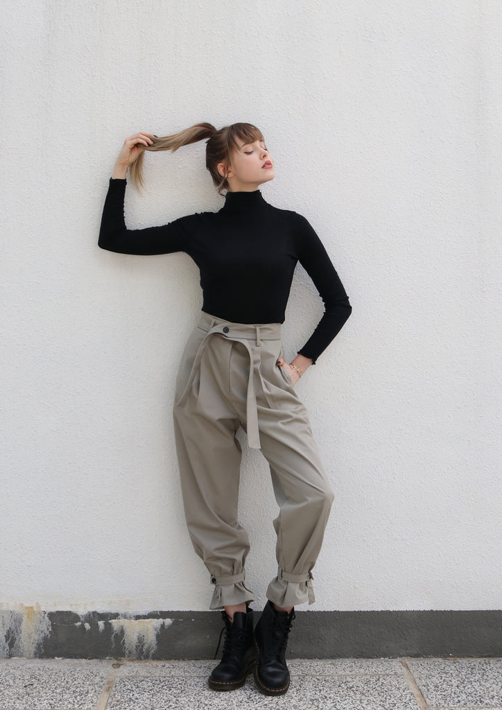 Grey Strappy Trousers