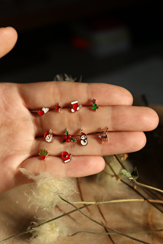 Snowman Set Christmas Earrings (4 Pieces)