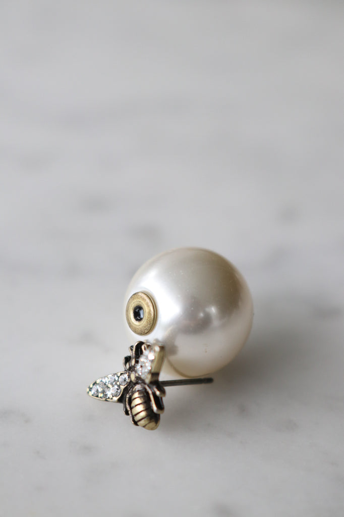 Crystal Bee Pearl Earring