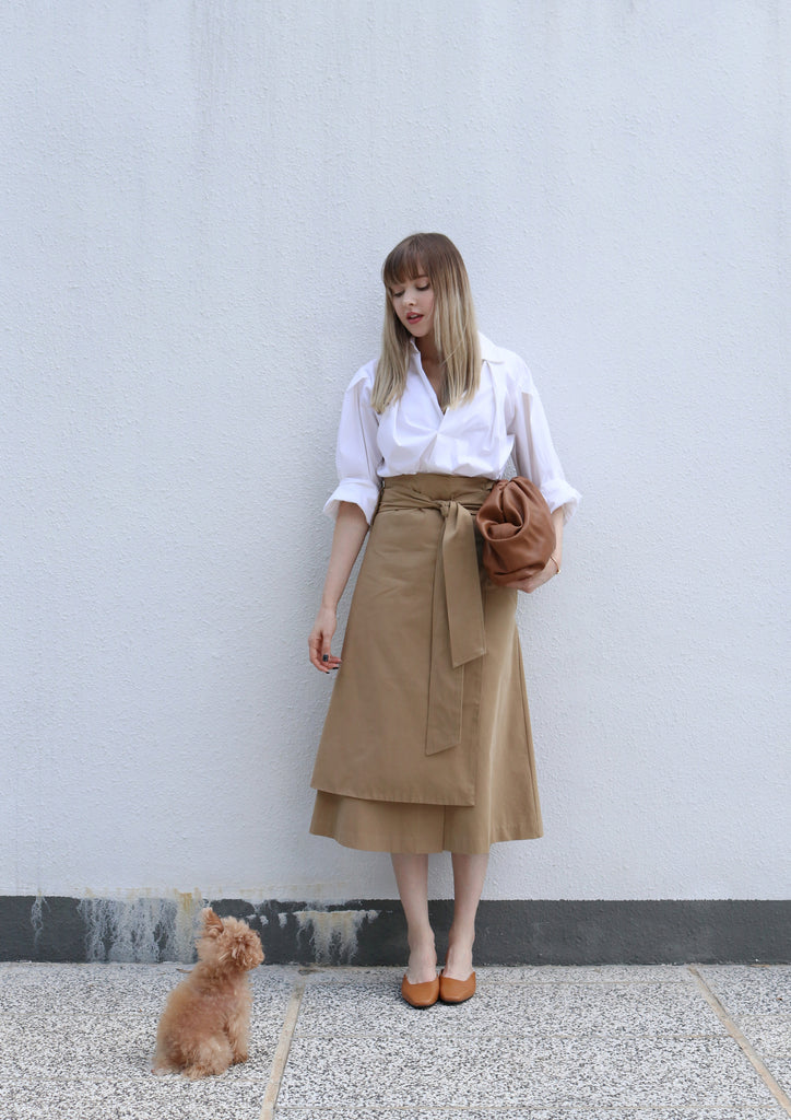 Camel Tie Up Layered Skirt