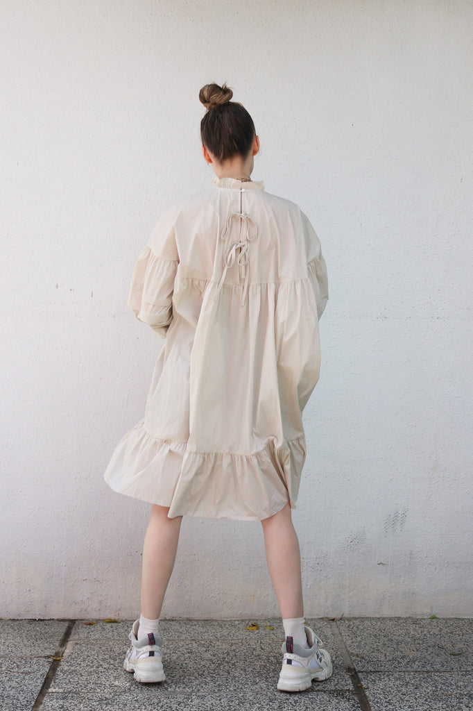 Cream Billowy Midi Dress
