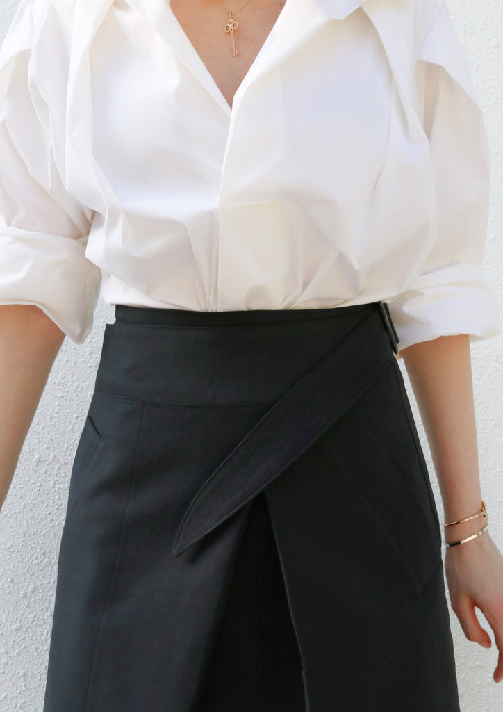 Black Side Belted Skirt