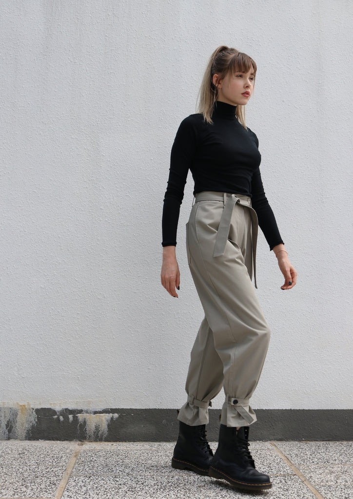 Grey Strappy Trousers