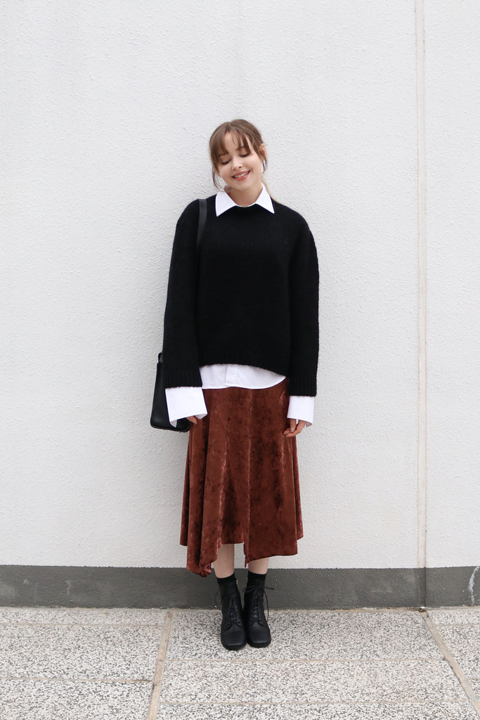 Brown Velvet Maxi Skirt